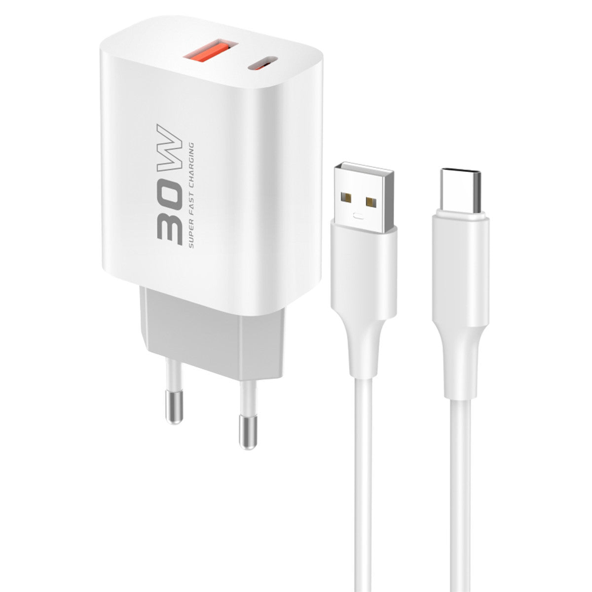 Konfulon C89Q 1 Adet 30W Type-C ve 1 Adet 22.5W USB Çıkışlı Ekstra DL49 1M USB to Type-C Kablolu PD Şarj Cihazı